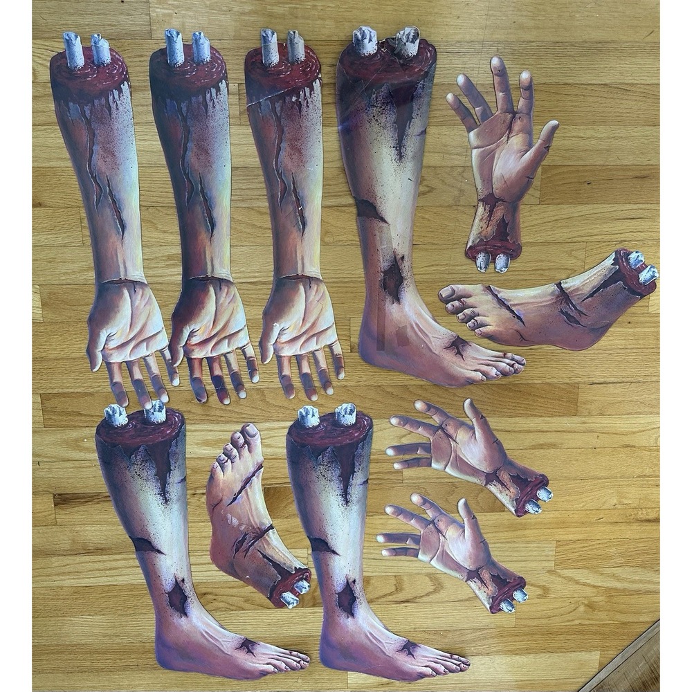 VTG Beistle Halloween Body Parts Diecut Cardboard Cutouts Severed Limb Decor Lot